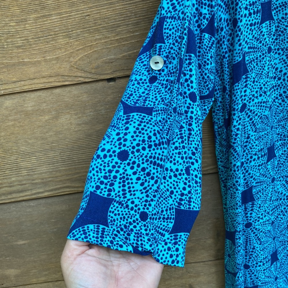 Escapada Blue And Teal Patterned Shift Dress With… - image 3
